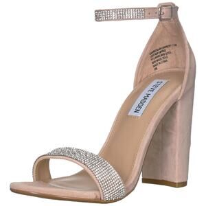 Steve Madden Carrson Rhinestone Blush Suede Leather Ankle Strap Heels Size 10